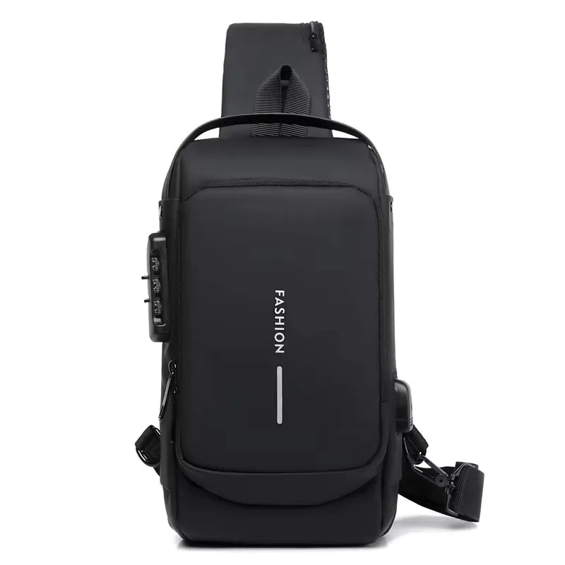HEROIC KNIGHT Fashion Small Lightweight Leisure Waterproof Anti Theft Durable Polyester Messenger Crossbody Chest Bag with USB