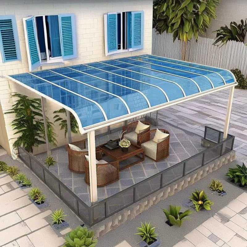 Maintenance-free Grey Anti-rust Aluminum Structure Covered Patio Canopy Rain Cover Polycarbonate Awning