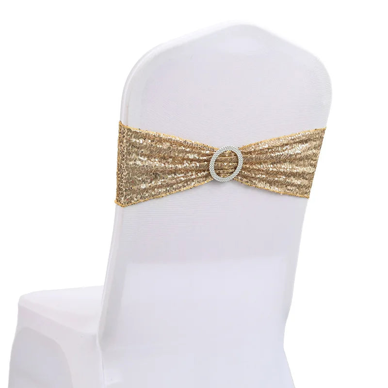 Premium Sequin Chair Sashes 100% Polyester Plain Home Wedding Banquet Birthday Party Hotel Chair Sashes