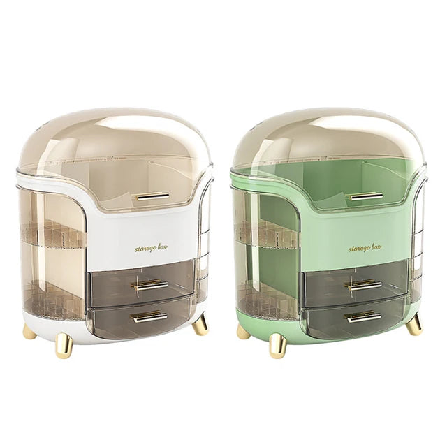 LED Light Makeup Organizer Dust Proof Plastic Kids Storage Box for Cosmetics and Jewelry