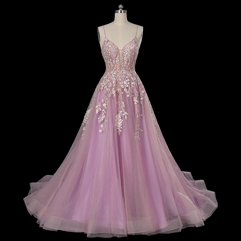 Jancember LSDZ104 Embroidery Spaghetti Strap Party Formal Evening Women's Dresses