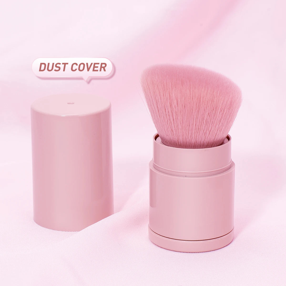 1pcs Pink Soft Bristles Portable Retractable Makeup Brush Powder Blush Brush Cosmetic Beauty Make up Tools With Lid