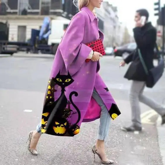 2025 Autumn-Winter Western New Arrival | Long Bell-Sleeve Stylish Printed Loose Trench Coat