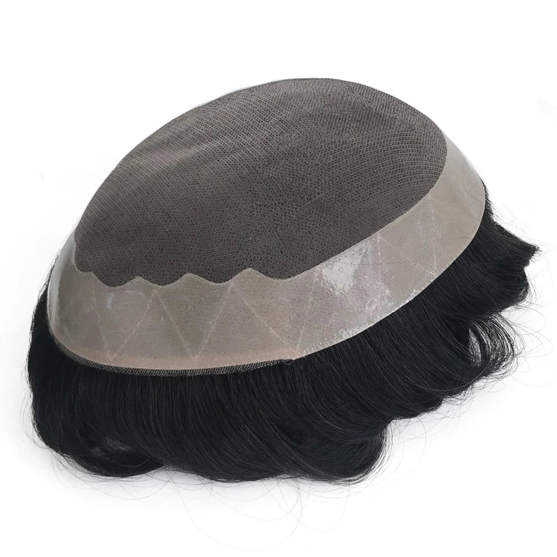 Natural Hairline Fine Mono Lace Top Base Body Wave Human Hair Men Toupee