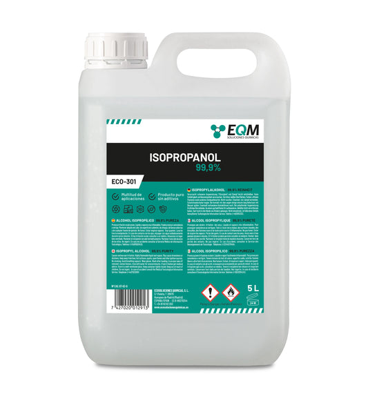 EQM - ECO-301 - Alcohol Isopropílico 99,9% - Isopropanol - Limpieza electrónica, pantallas, impresión 3D, limpiacristal…
