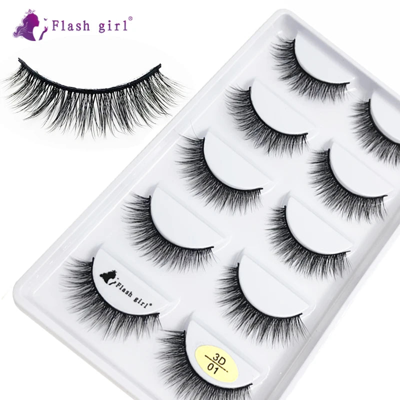 Factory Wholesale Price 3D01-3D48 Best Selling 13 Styles 5 Pairs 3D Faux Mink Natural False Eyelashes