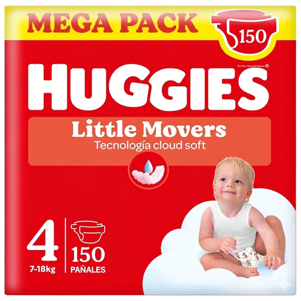 Huggies Little Movers - Ultra Comfort Pañales para Bebé, Tallas 3,4,5 y 6. Cintura Flexible, Elástica y Suave, Efecto A…