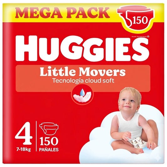 Huggies Little Movers - Ultra Comfort Pañales para Bebé, Tallas 3,4,5 y 6. Cintura Flexible, Elástica y Suave, Efecto A…