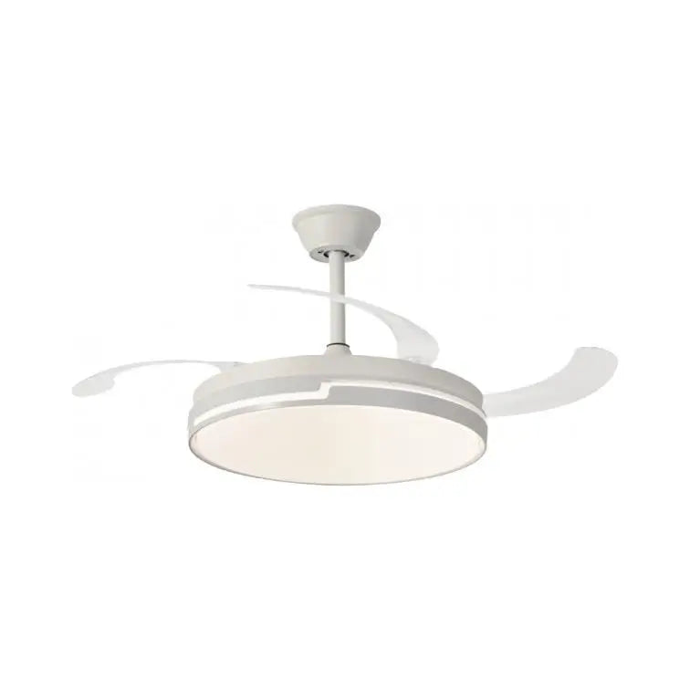 NARVI Ventilador de techo Blanco, con 3 Palas retráctiles transparentes, Motor DC 30W, Luz LED 45W, Regulable en intens…