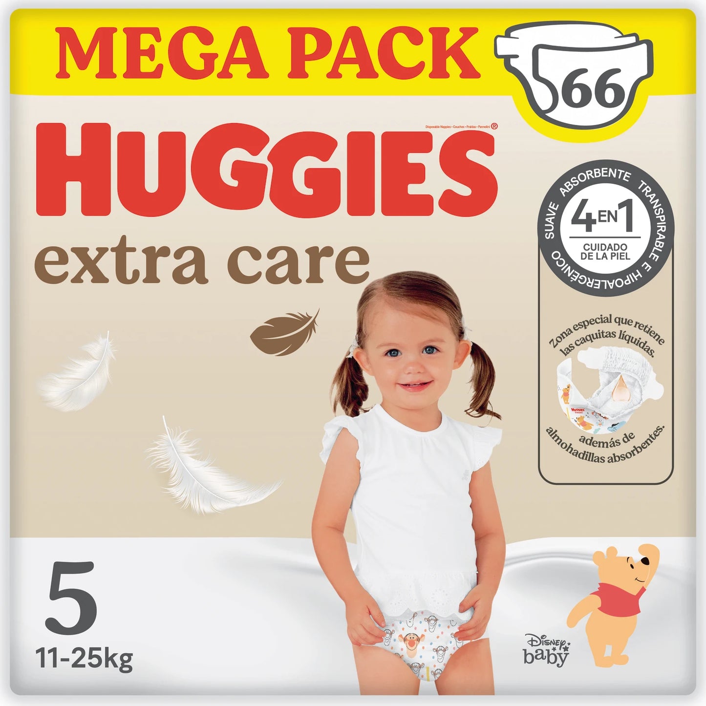 Huggies Extra Care Pañales Bebé MEGA Pack, Tallas 1,2,3,4,5