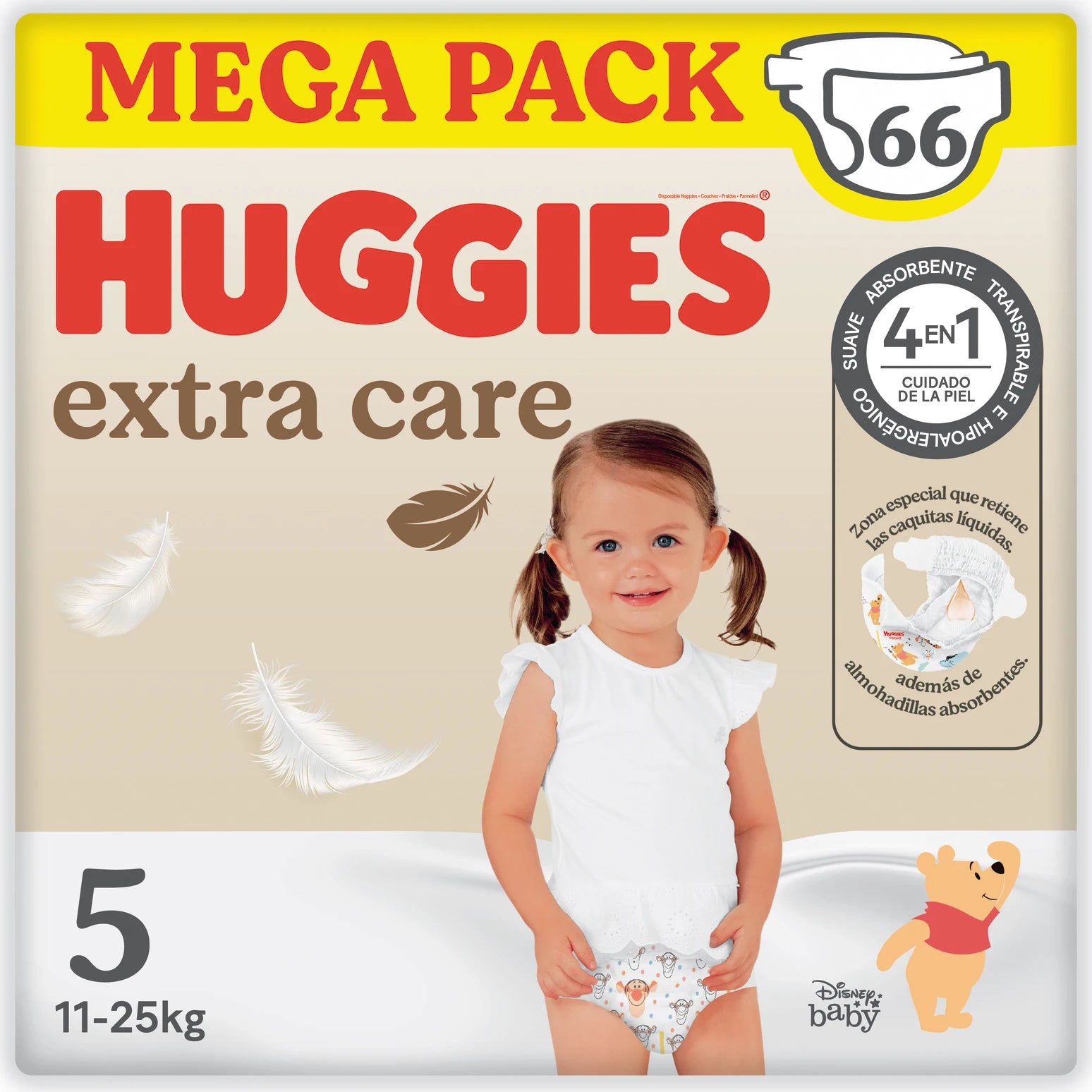 Huggies Extra Care Pañales Bebé MEGA Pack, Tallas 1,2,3,4,5
