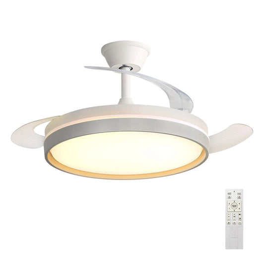 Lámpara de techo con ventilador invisible inteligente (ventilador de 30 W + luz de 60 W 5600 lm), control remoto silenc…