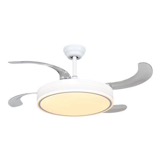 Ventilador de techo  con luz LED Blanco en 3 Temperaturas de Luz con Mando a Distancia -Motor DC Eficiente y Silencioso, 3 tonalidades, aspas desplegables retráctiles, 6 velocidades, control remoto, m