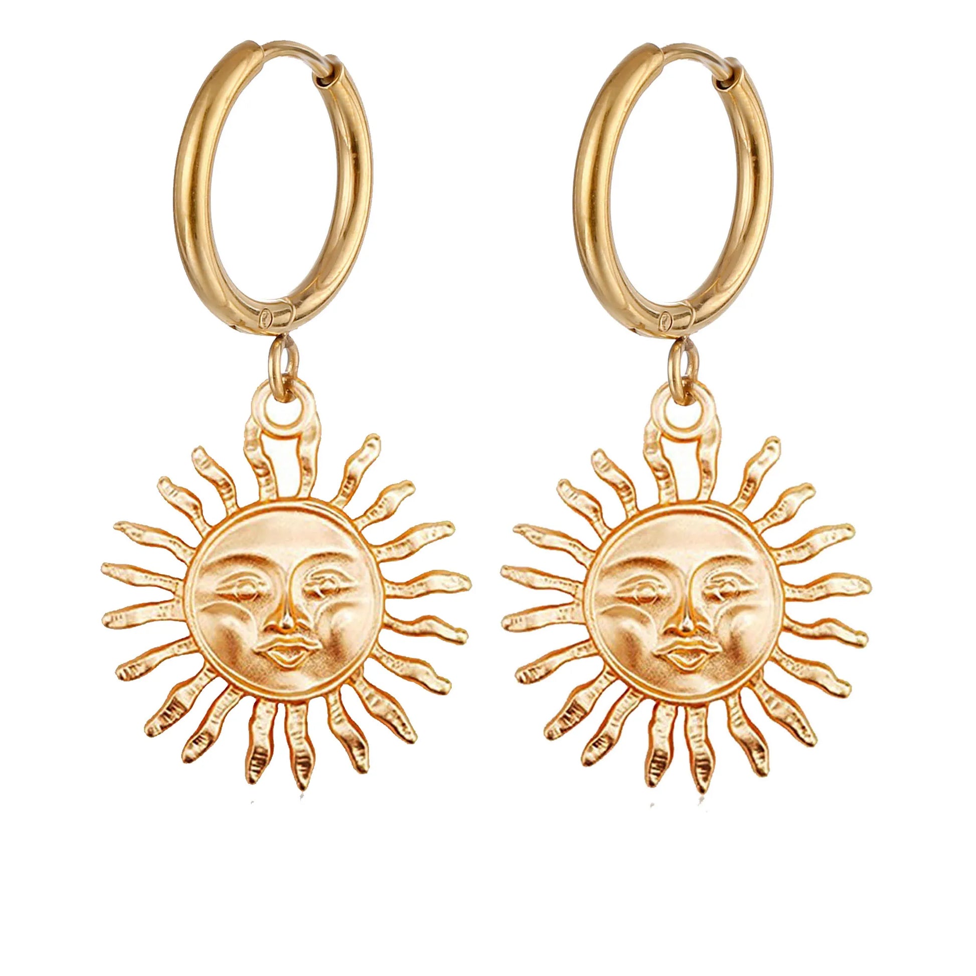 Sun Earrings for Women 18K Gold Dainty Huggie Hoop Earrings with Sun Charm Minimalist Statement Dangle Earrings Trendy Jewelr