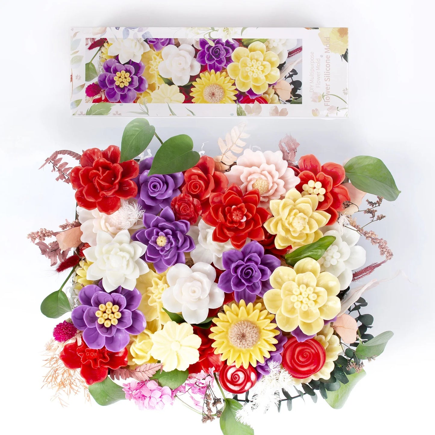 Three Dimensional Floral Aromatherapy Candles Silicone Molds Handmade Rose and Peony Flower Dropper Decorations