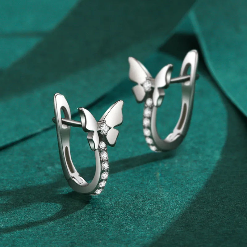 New Wholesale High End Butterfly Design S925 Silver Women Earrings Fashion Jewelry Classic Zircon Earrings