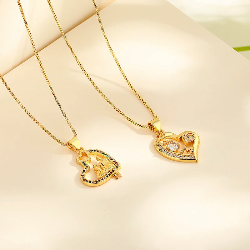 Heartfelt Customized Pendants Wholesale 18K Gold Plated Zircon Heart Necklace Fashion Jewelry for Women