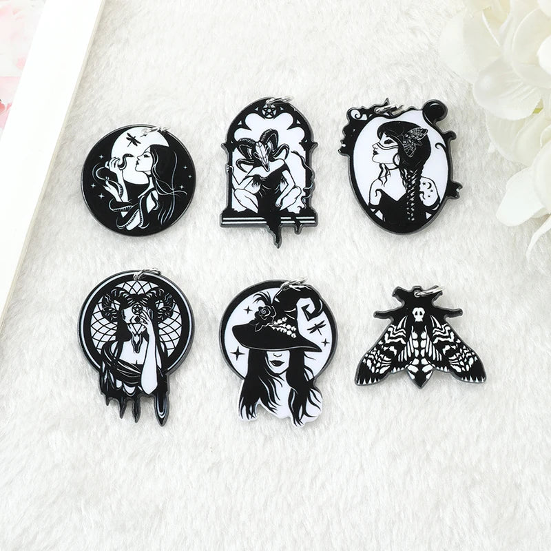 Hecate Goddess Charms Acrylic Witch Butterfly Pendant Jewelry Findings for Earring Necklace Diy