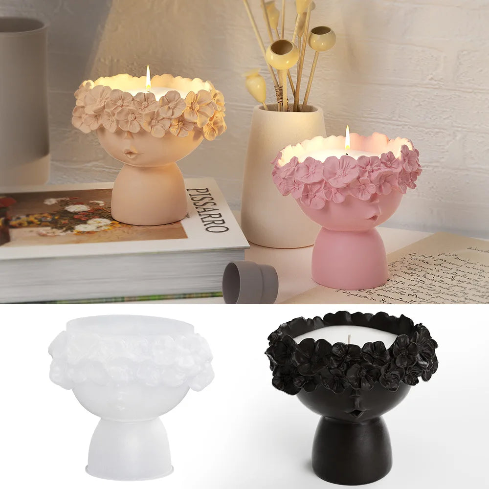 DIY Vase Concrete Mold Cute Girl Flower Pot Silicone Mold Pen Container Succulent Plant Pot Home Decor