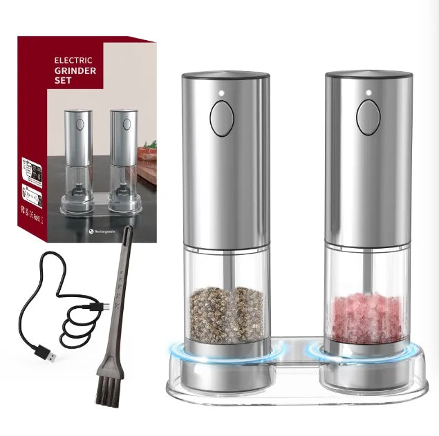 Rechargeable 95ml Electric Salt and Pepper Grinder Set New Refillable Mills Shakers