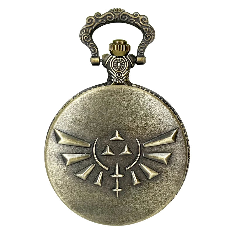 Bronze Skeleton Case Design Quartz  Movt Custom Pocket Watch with Chain for Men and Lady