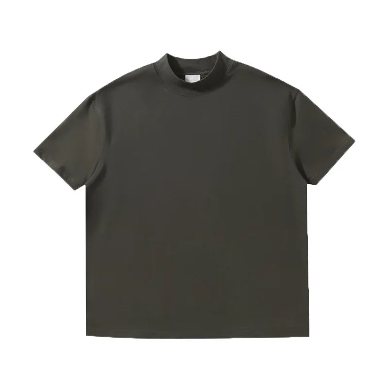 Unisex Cotton Customized Heavyweight T-shirt 270G High Collar Oversize Short Sleeved Trendy T-shirt for Men