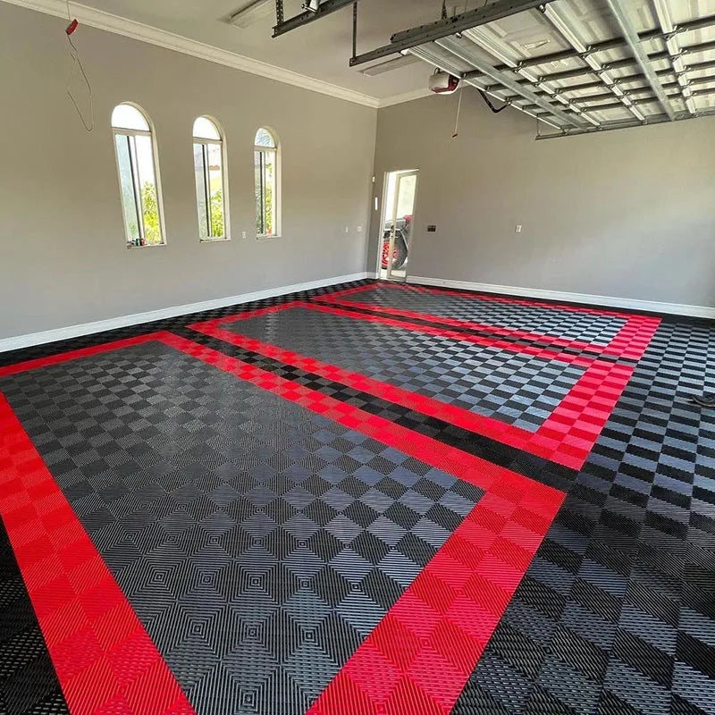 Arlott Modular Interlocking Plastic Garage Vented Floor Tiles Graphic Design Solution for Car Detailing Vinyl Flooring for Vi