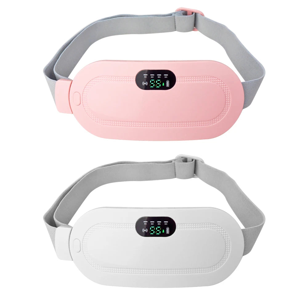 Portable Cordless Menstrual Heating Pad 3 Heat Levels 4 Vibration Massage for Period Pain Relief Back/Belly Use Waist Belt
