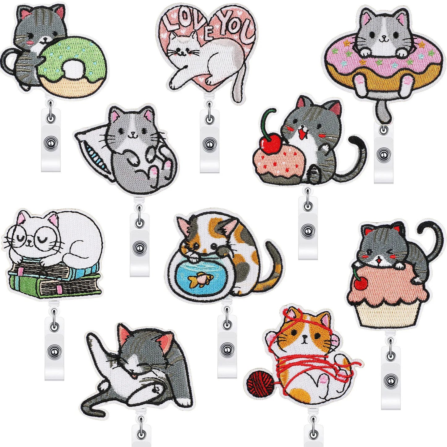 Kawaii Cat Retractable 80cm Felt Nurse Badge Reel Baby Nurse Medical Badge Reel ID Card Holder Badge Reels