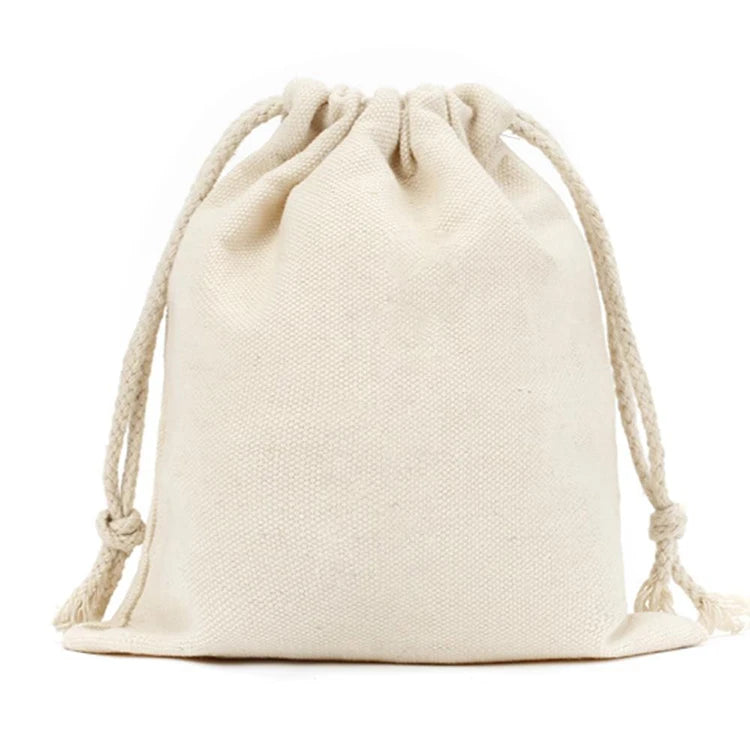 Custom Logo Printed Double String Handbag Gift Canvas Cotton with Cotton Rope Handle Shoe Dust Drawstring Bag for Shopping