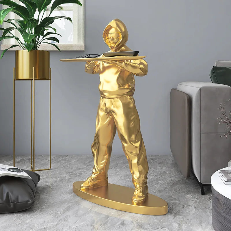 Wholesale Resin Craft Figures Storage Tray Home Decoration Birthday Christmas Gift Racer Sculpture 75cm