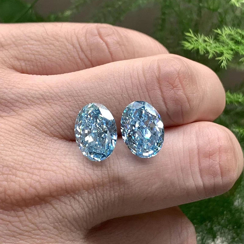 Goldleaf IGI Certified Oval Cut Fancy Intense Blue Lab Grown Diamond 1.36-5.3CT VS VVS CVD HPHT 10 Moh's Hardness