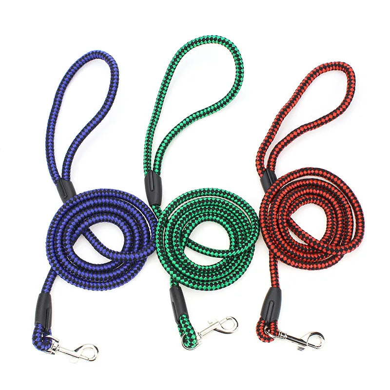 Factory Wholesale Dural Color Woven Braided Nylon Dog Leash Plaid Pattern Reflective Decoration Adjustable Comfortable 4 Size