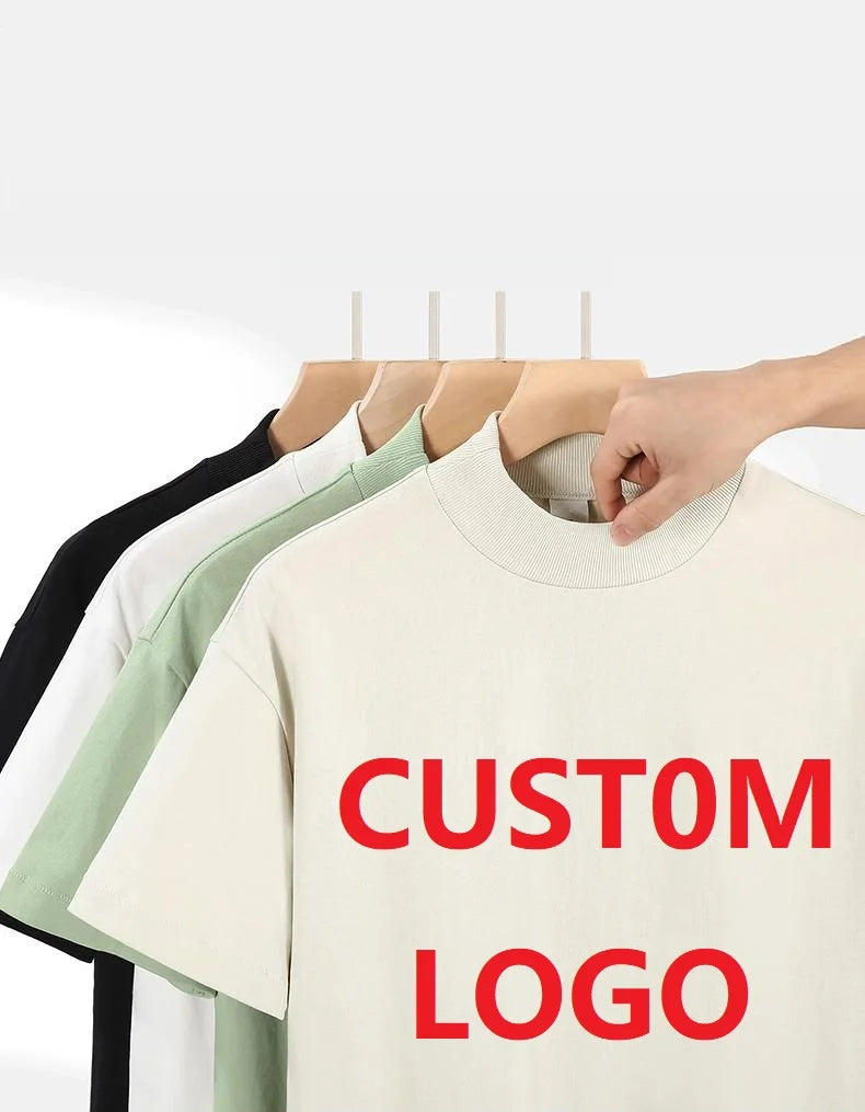 280g New Design Luxury Cotton Turtleneck Loose Blank Oversized Men's T -shirt
