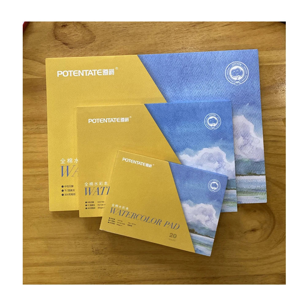 100% Cotton 300gsm 20 Sheets Potentate Water Color Paper Pad Rough Surface
