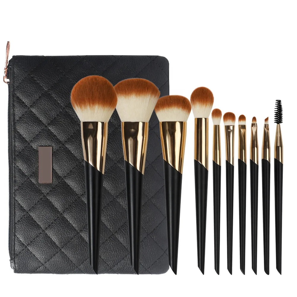 10 Pieces Popular Concealer Taklon Eco Friendly Thick Best Reviewed Natural Create Your Own Flat Whole Sale Black Makeup Brus