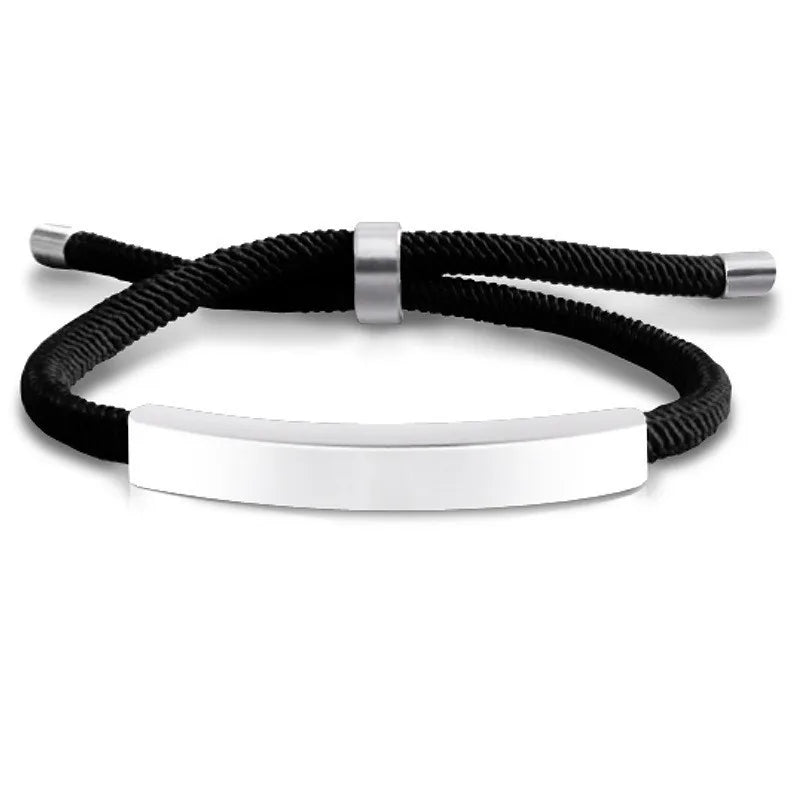 Charm Stainless Steel Chain Bracelet Weave Rope Gold Sliver Engraved Cuff Bracelet for Women