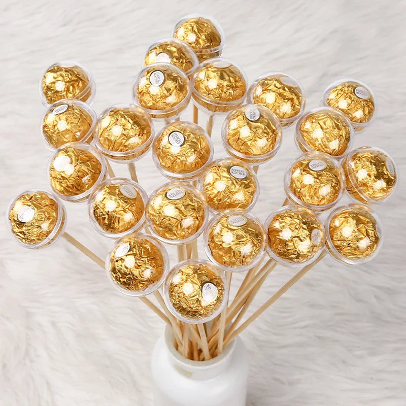 Chocolate Flower Holder Transparent Round Lid Acrylic Flower Cup Valentine's Day Ferrero Bouquet Diy Material Flower Packaging
