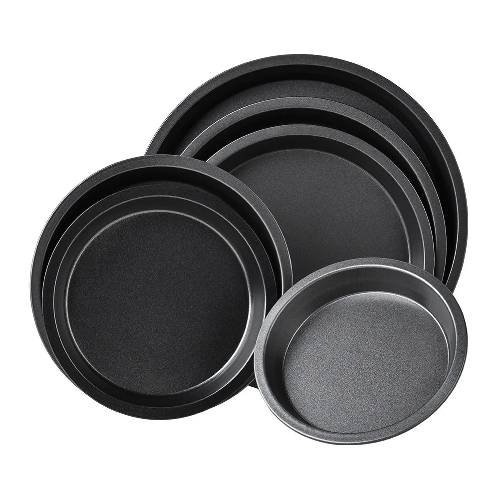Yangjiang Wonderful Heat Resistant Food Grade 6-11 Inch Round Black Non-Stick Stainless Steel Baking Pan Home Baking Pizza To