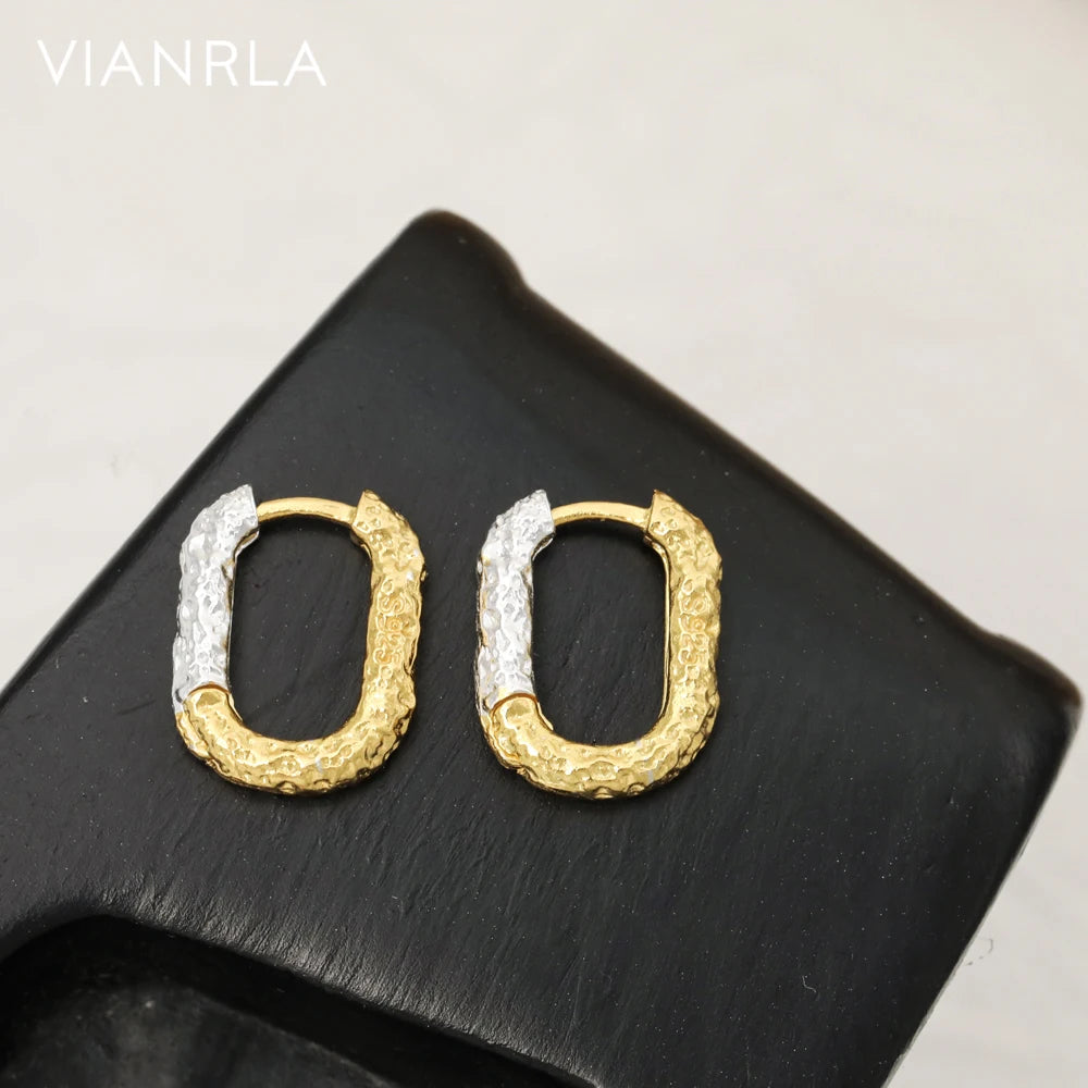 VIANRLA 925 Sterling Silver Jewelry Earrings Hoop Two Colors Mixed 18k Gold Plated Earring for Women Free Laser Logo Wholesal