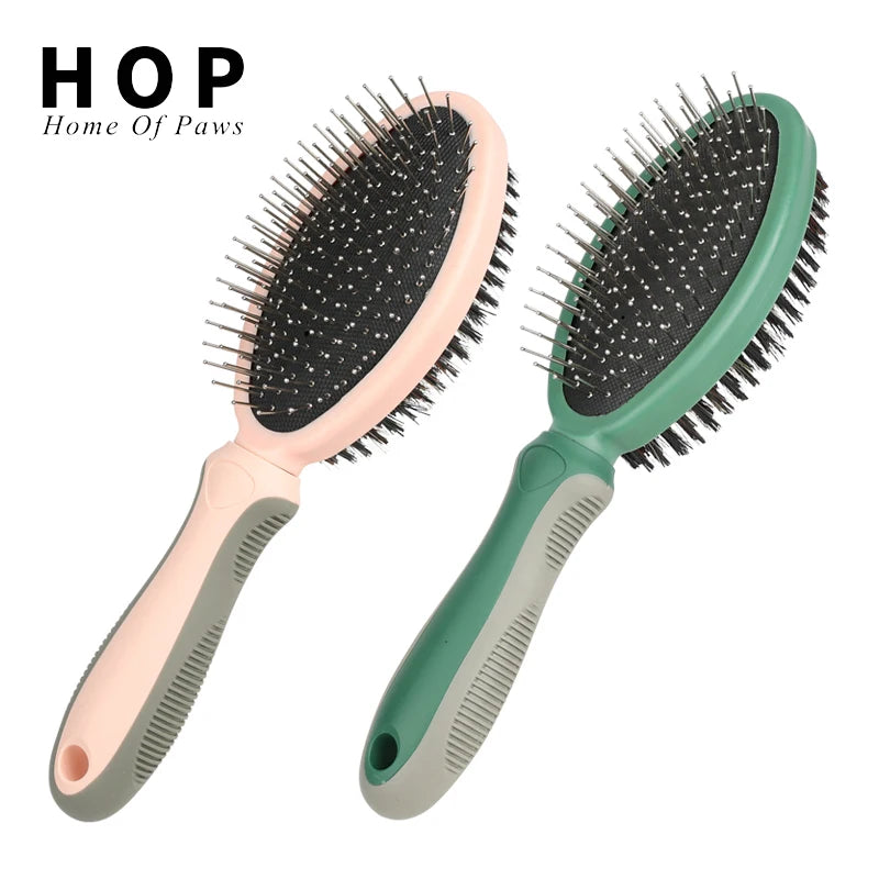 Factory Wholesale Custom Logo Double Sided Dog Massage Hair Remover Brush Pet Pin Grooming Brush Brush Comb