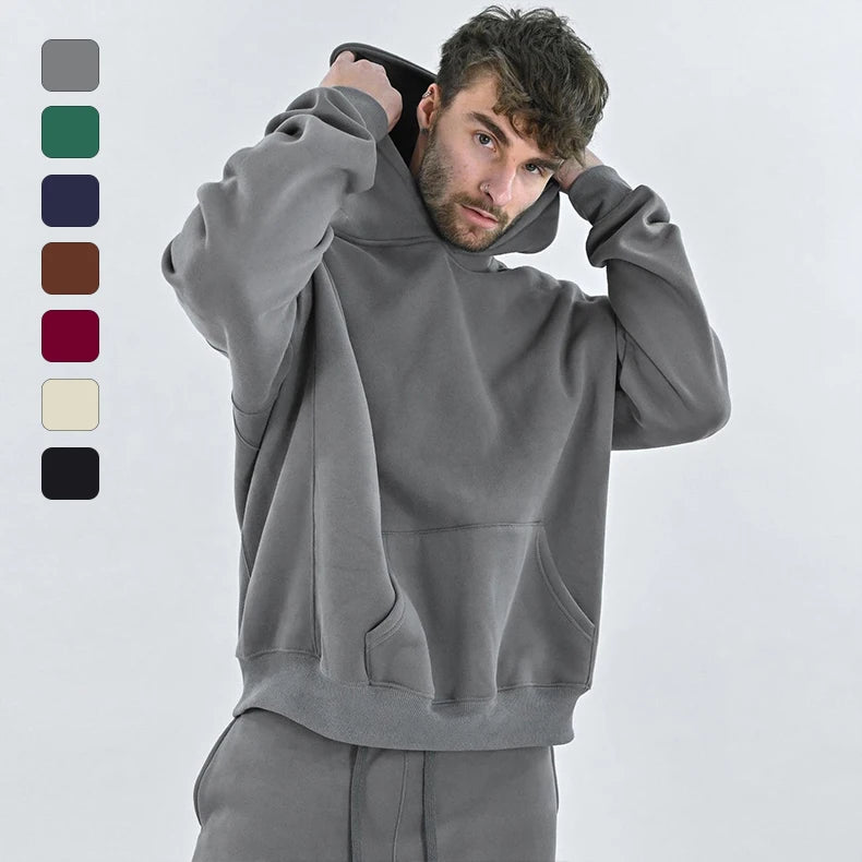 Wholesale 500 Gsm Puff Printing Heavyweight Cotton Polyester Men's Hoody Oversized Custom Print Luxury Pullover Custom Hoodie