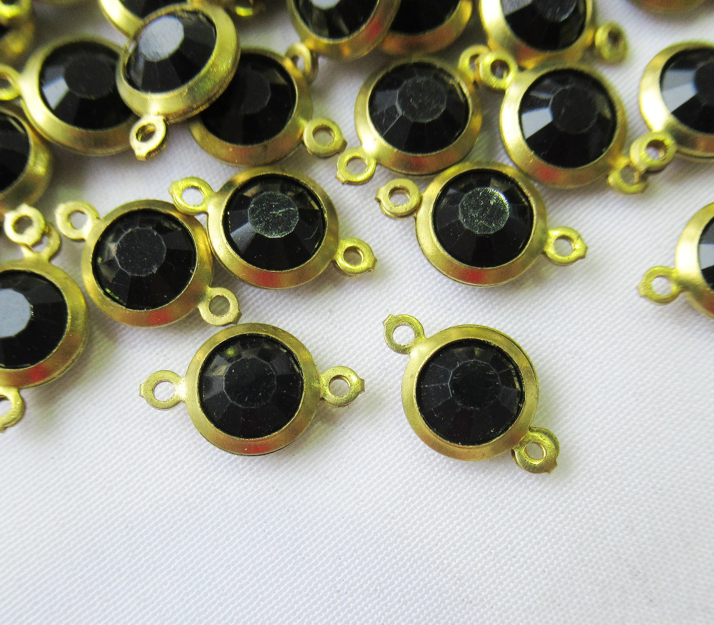 Black Bead Charm Connector Brass Frame 6mm Acrylic Bead Jewelry Making Finding