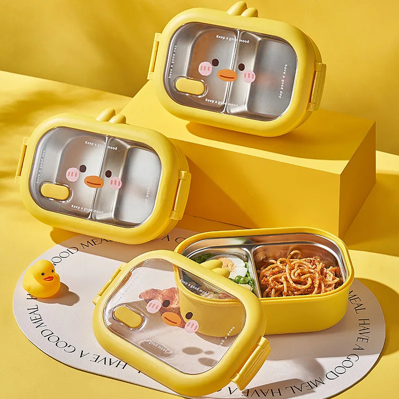 Cute Stainless Steel Bento Lunch Box with Heatable Vaisselle Thermos PP Lid for School Kids Plastic Food Container