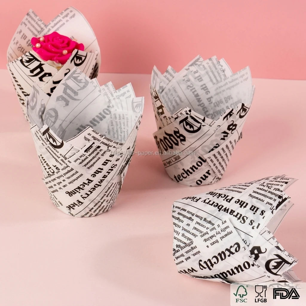 Disposable Solid Color Oilproof Cake Wrapper Tulip Cupcake Liner Tulip Muffin Cupcake Paper Cup  Baking Cup for Wedding Party