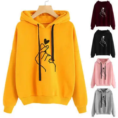 Women Sweatshirt Hoody Ladies Hooded Love Printed Casual Pullovers Harajuku Girls Long Sleeve Spring Autumn Sweatshirts S-5XL