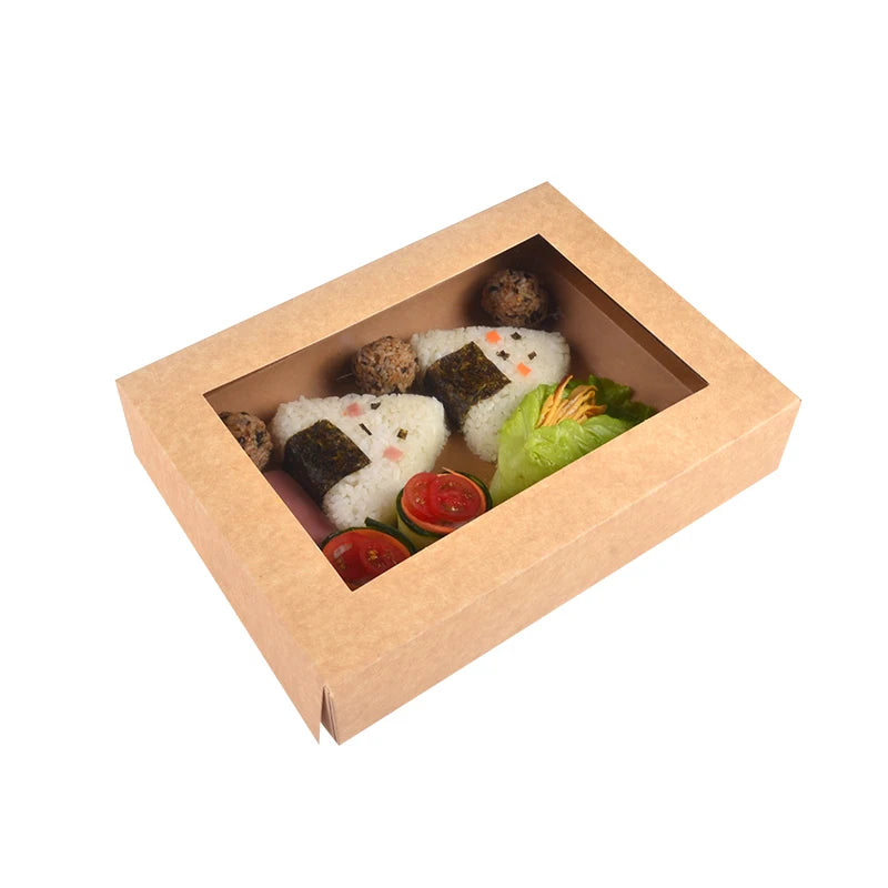 Luxury Takeaway Lunch Kraft Folding Sushi With Pet Windows Wedding Favors Bridesmaid Sushi Paper Box