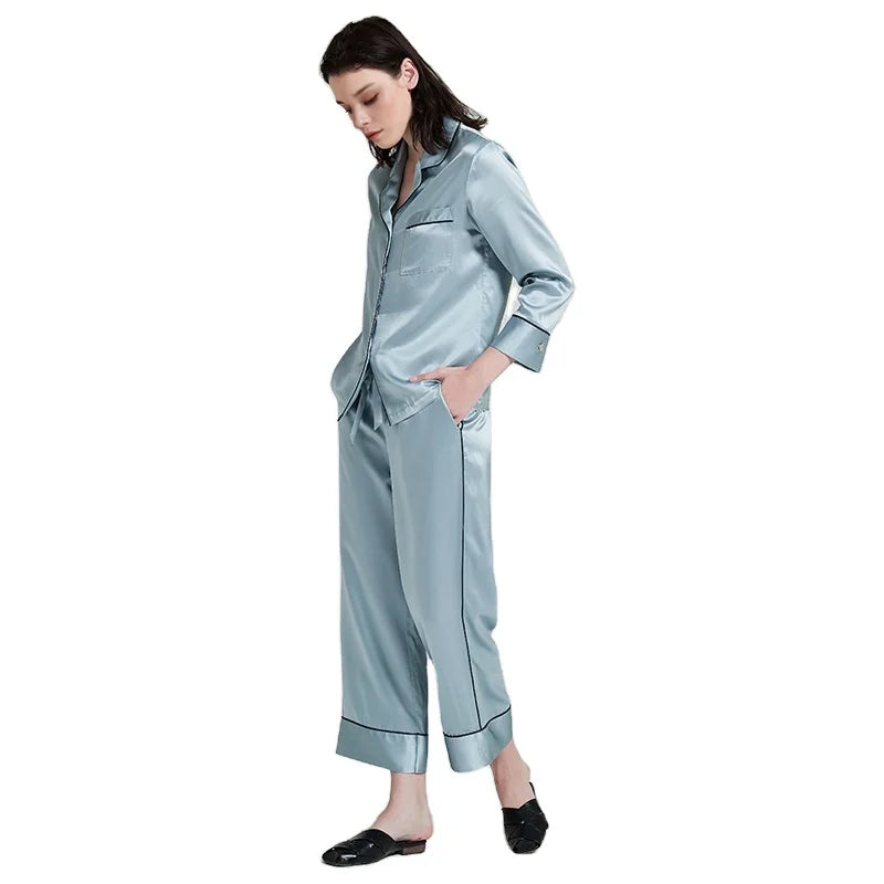 Custom Design Anti-Dust Mites Long Life Printed Luxury Satin Shorts Silk Pajamas for Home