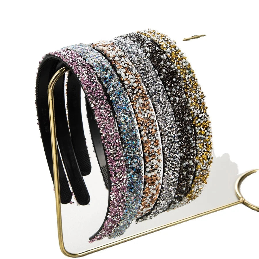 Simple Design Women Non-slip Hairband Wholesale Thin Crystal Headband