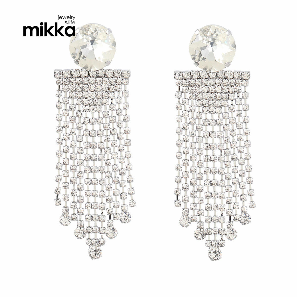 Super Sparking Statement Rhinestone Long Tassel Earrings Large Crystal Rhinestone Tassel Earrings for Women